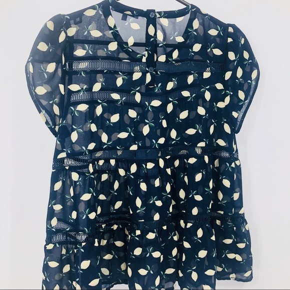 RO & DE Women’s s Navy blue sheer Baby doll top w/lemons design Size small - Picture 8 of 11